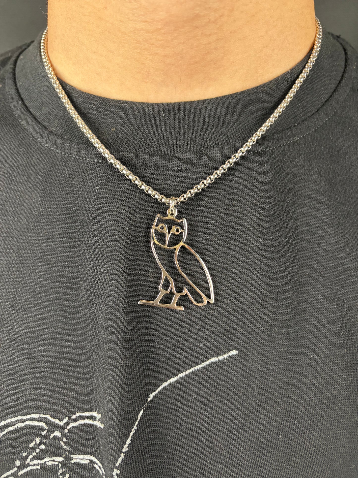 Ghost Owl Necklace worn
