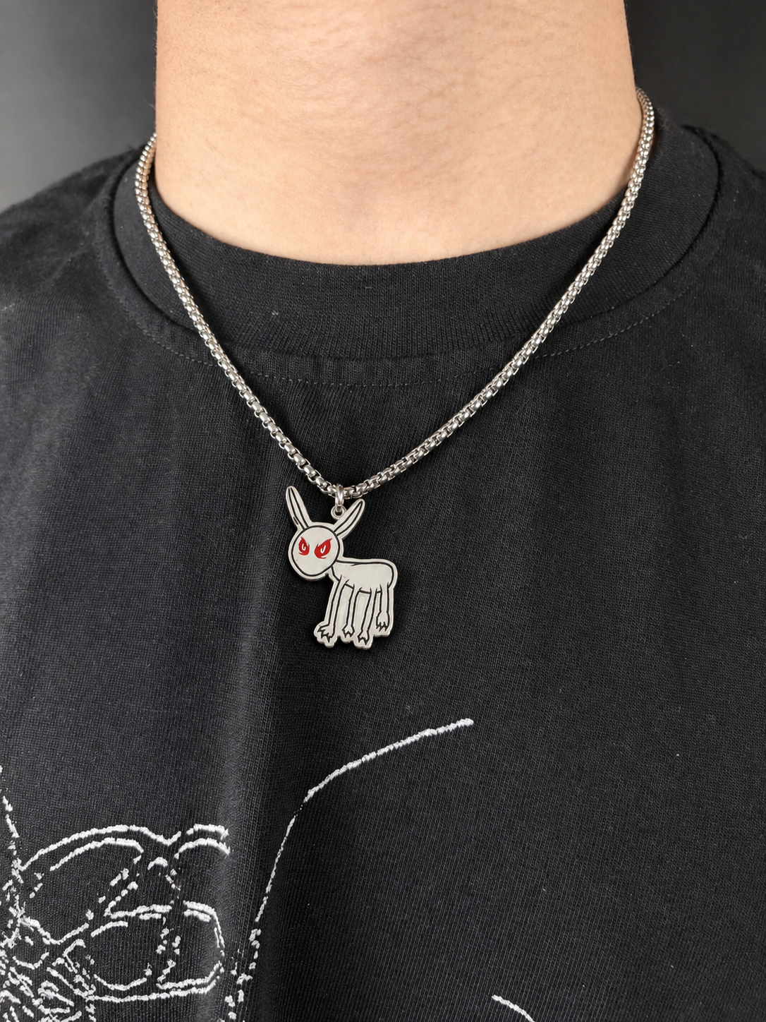 Silver Goat Necklace worn