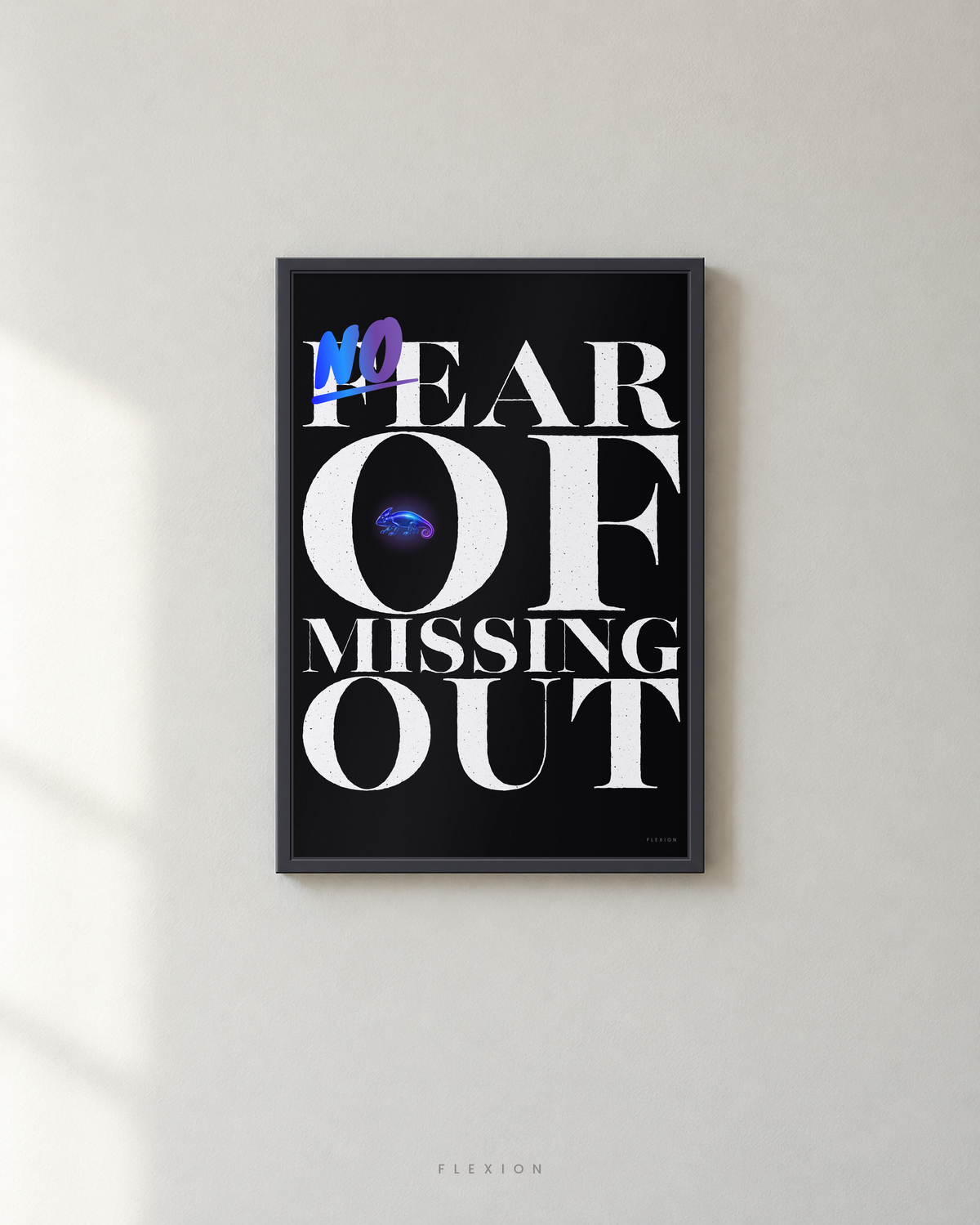 No Fear Of Missing Out poster framed in black, 40 × 30 cm